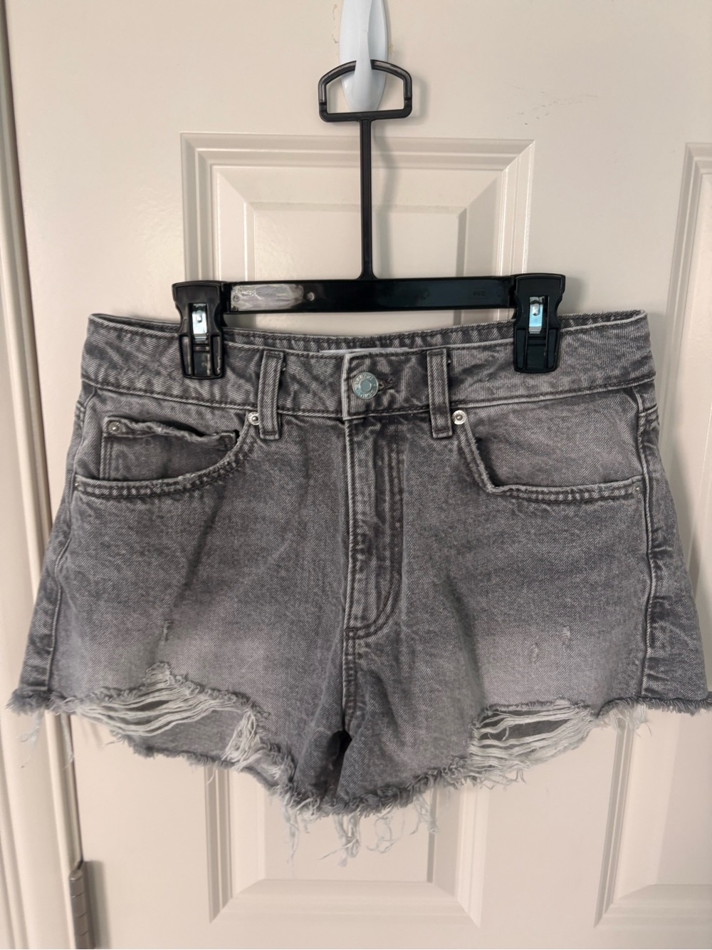 Garage Gray Washed Distressed Denim Shorts